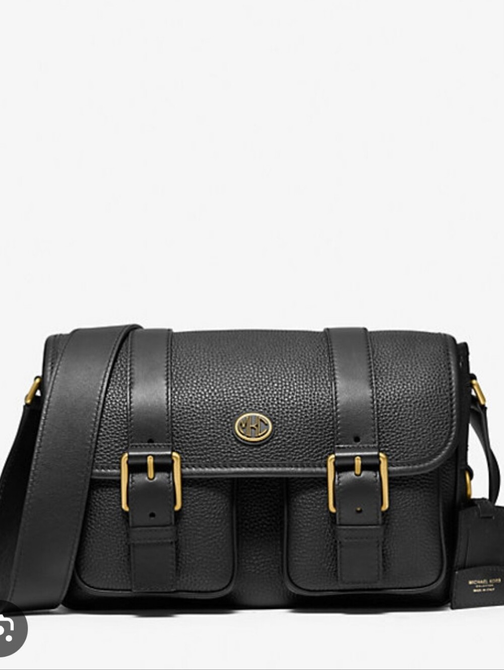 Michael Kors Collection Simone Pebbled Leather Messenger Satchel Bag Black RARE